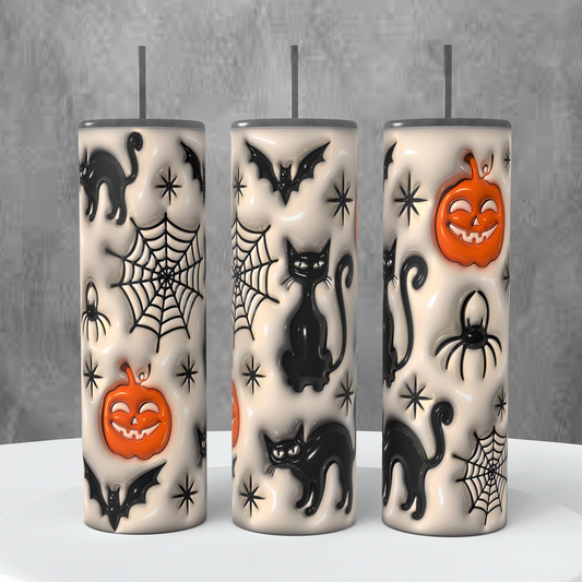 Halloween 20oz Tumbler #13 Black Cat Pumpkin