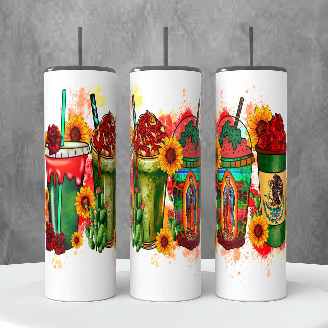 Virgen de Guadalupe and Coffee Cups Tumbler