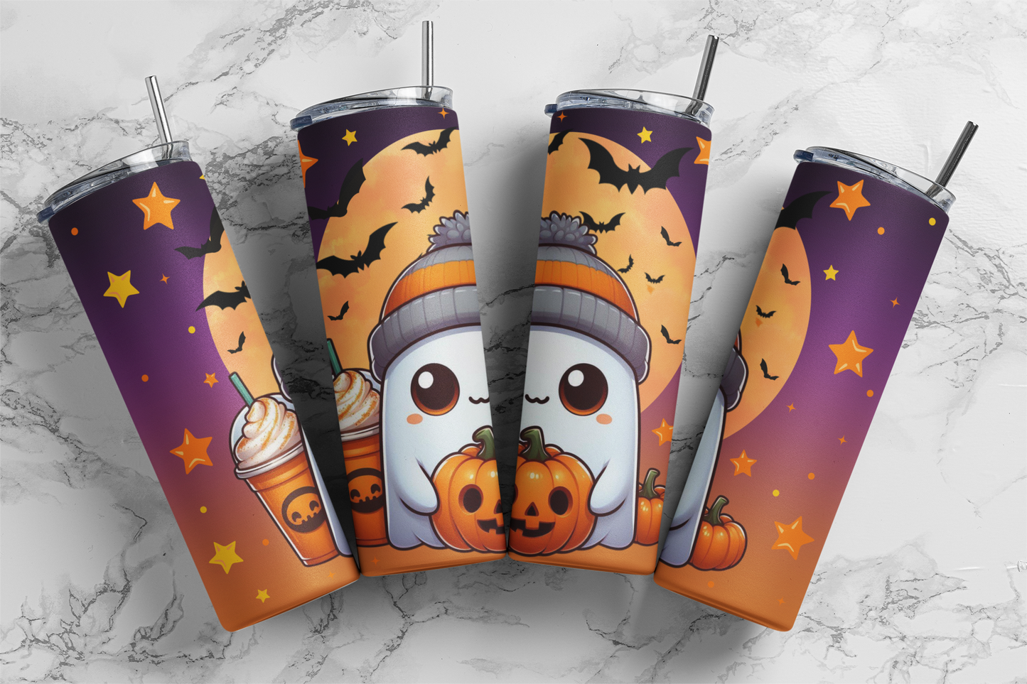 Cute Ghost 20oz Tumbler | Pumpkin | Halloween | Coffee